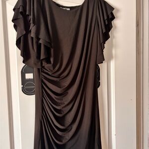 Elegant Black Ruffle Sleeve Dress
